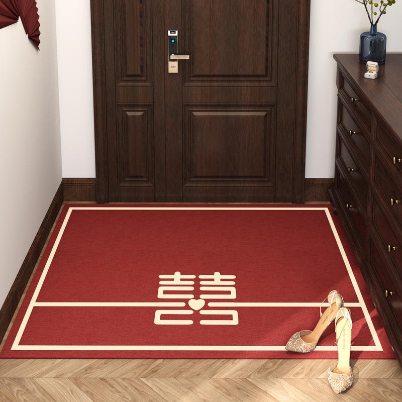 喜庆地毯婚房布置结婚家用红色喜字入户门地垫卧室进门门口防滑垫