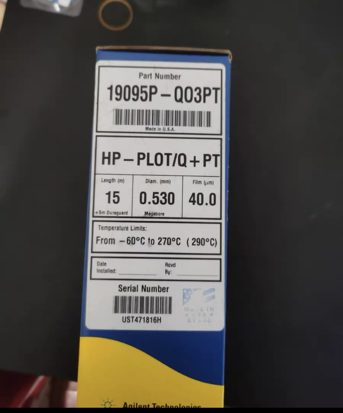 安捷伦19095P-QO3PT HP-PLOT Q PT 气相色谱柱15m, 0.53mm, 40µm