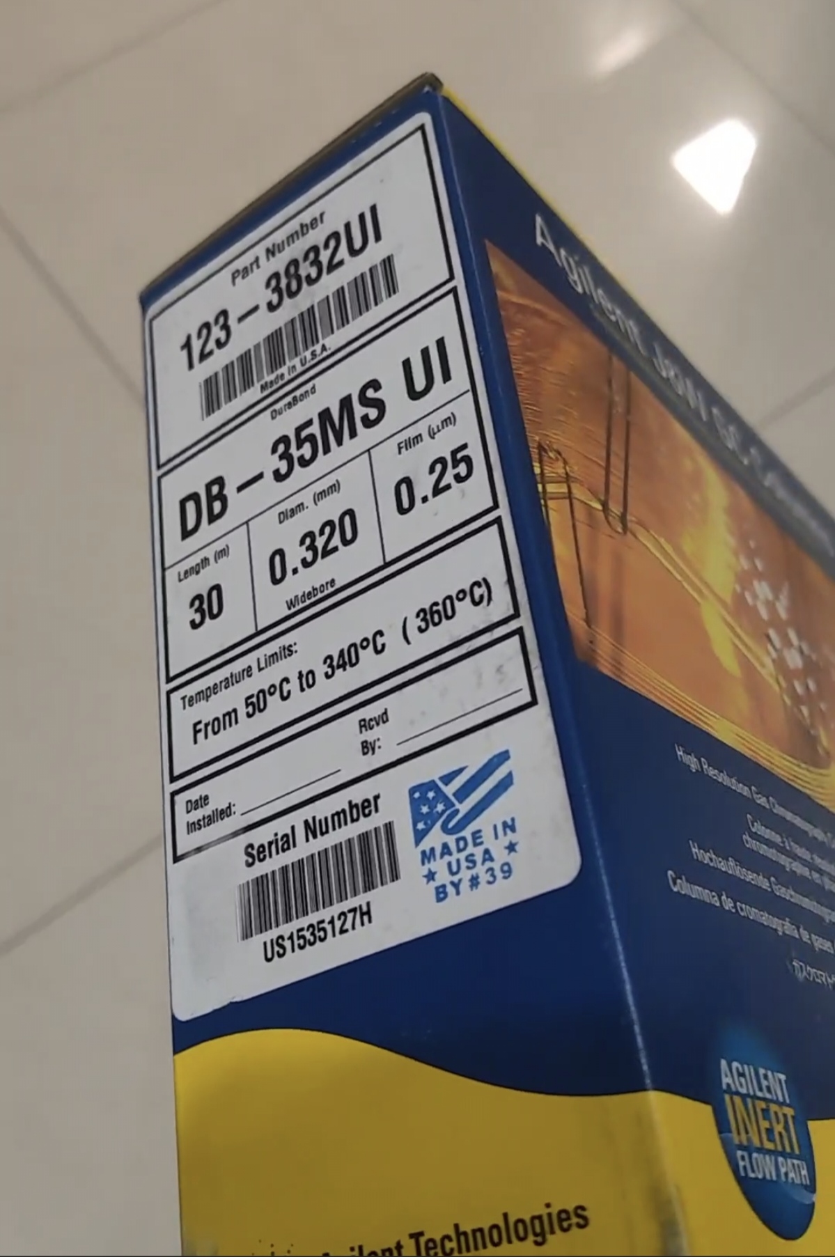 安捷伦气相色谱柱DB-35ms，123-3832UI，30m*0.32mm*0.25um