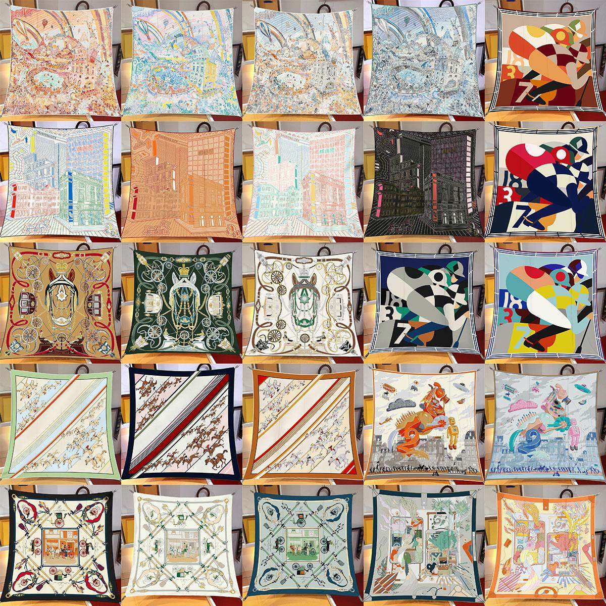 爱马四春秋新花型h家新款90x90cm丝巾方巾斜纹丝绸围巾女士披肩薄