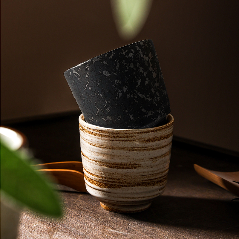 日式宅寂风复古粗陶陶瓷酒杯小茶杯杯主任茶室茶馆喝个人专用中式