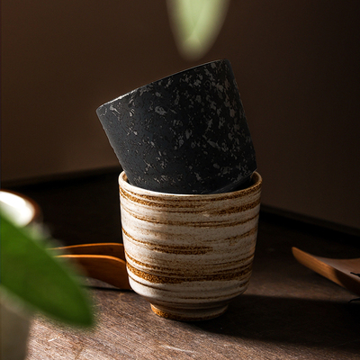 日式宅寂风复古粗陶陶瓷酒杯小茶杯杯主任茶室茶馆喝个人专用中式