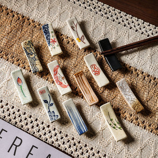 日式复古陶瓷筷子架托筷子垫筷架小筷托筷枕托架筷子托餐厅放中式