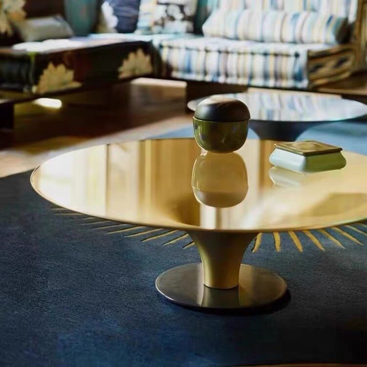 北欧创意罗奇堡ovni边几别墅客厅家用异形简约不锈钢玻璃圆形茶几