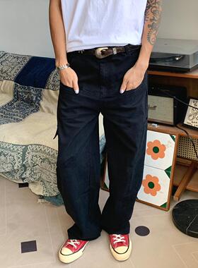 RonnShop日系宽松复古口袋弯刀工装休闲裤