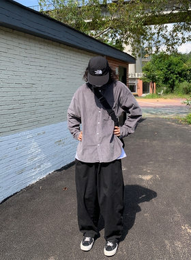 RonnShop秋冬新款日系宽松灯芯绒长袖衬衫