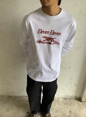 RonnShop日系宽松重磅复古圆领白色长袖T恤vintage