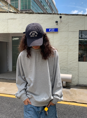 RonnShop日系美式oversize宽松复古街头重磅纯色卫衣vintage