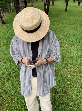 RonnShop日系休闲灯芯绒短袖衬衫