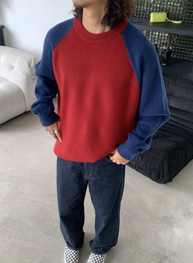 RonnShop日系宽松复古休闲街头vintage套头毛衣针织衫