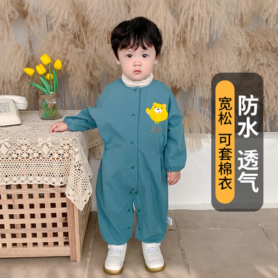 宝宝连体罩衣小孩全身防水防脏