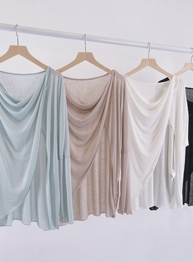 丝棉质感现代舞服飘逸宽松长袖T恤舞蹈服女罩衫古典舞形体练功服