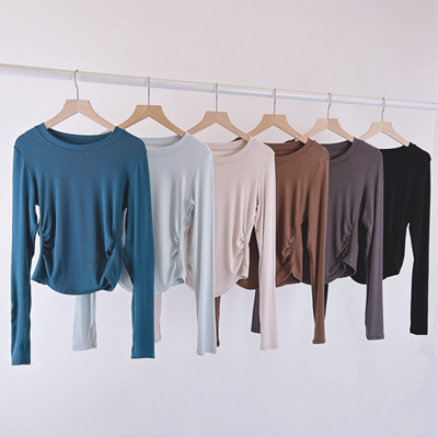 春款修身显瘦现代舞套指袖上衣