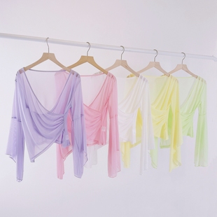 喇叭袖网纱衣古典舞舞蹈服女练功服中国舞形体身韵服飘逸演出服