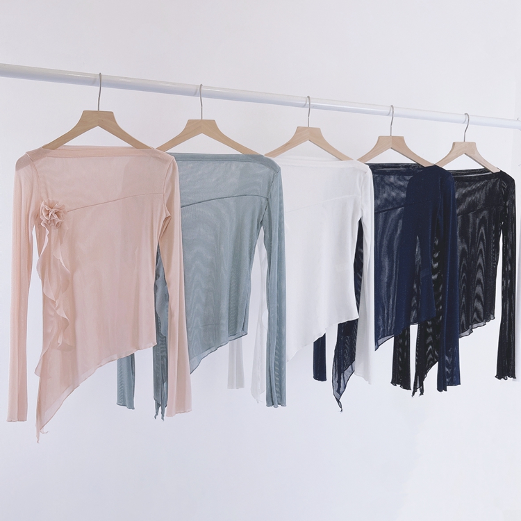 粉色古典舞身韵网纱衣练功服上衣