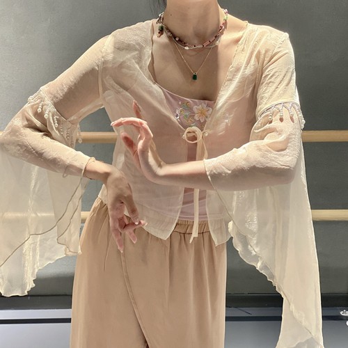 古典舞纱衣身韵服飘逸喇叭袖钉珠