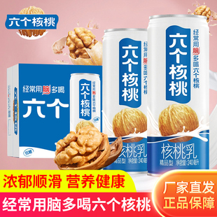 养元六个核桃精品型240ml*24罐整箱植物蛋白饮料营养早餐核桃乳品