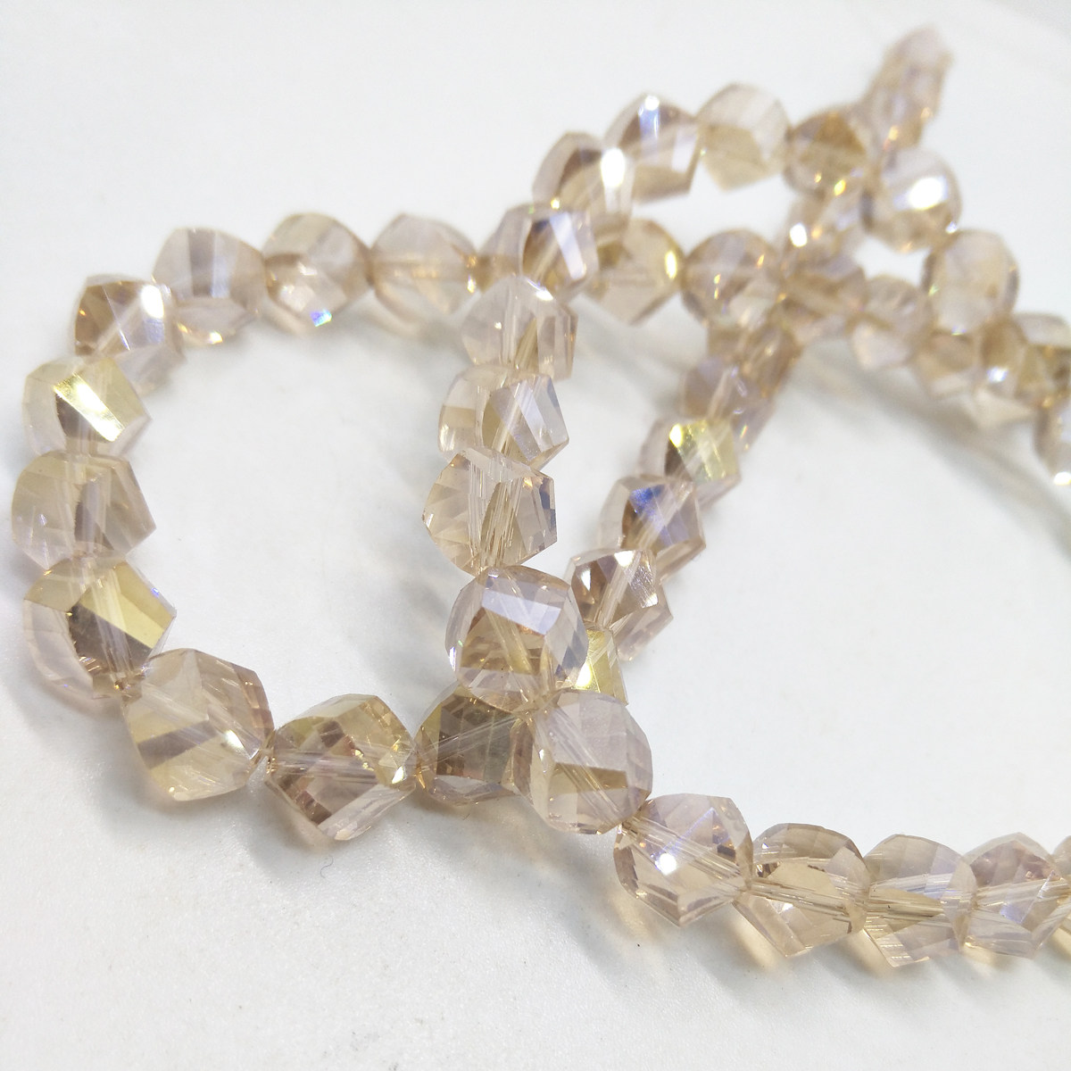 9mm香槟色异形人造水晶手工diy串珠材料手串耳饰品配件玻璃珠半斤