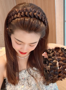 今年流行的发箍假发麻花辫子加宽爆款鱼骨辫发卡防滑2025新款高端