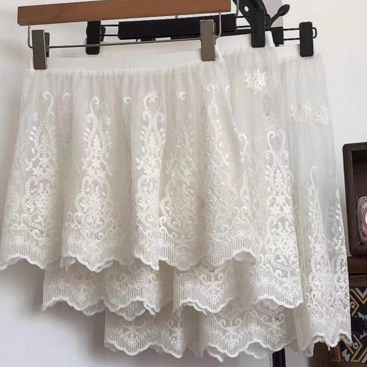 2025叠穿裙屁帘下摆卫衣蕾丝打底