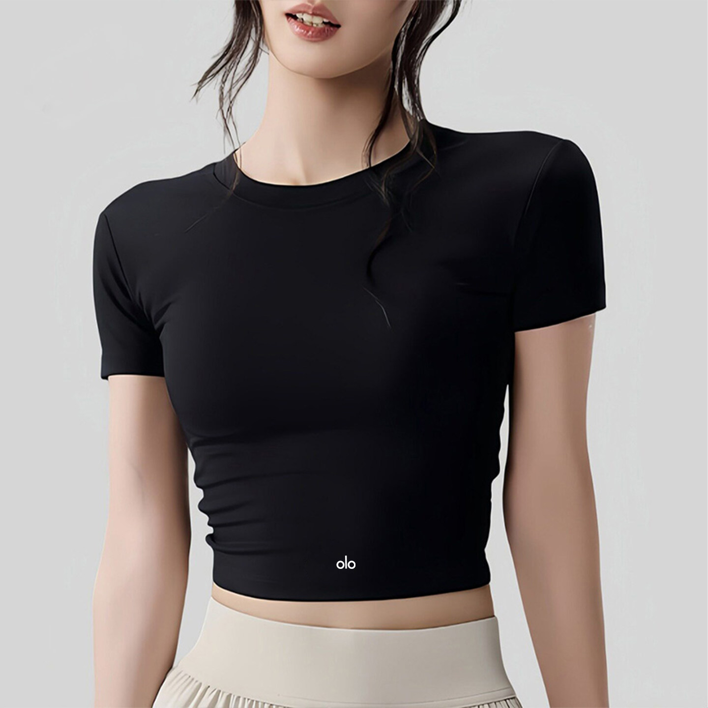 夏季新款带胸垫瑜伽服短袖女