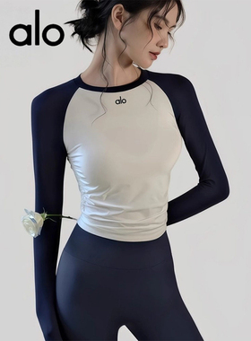 AIo瑜伽服女2026新款速干长袖T恤普拉提训练服跑步运动健身服