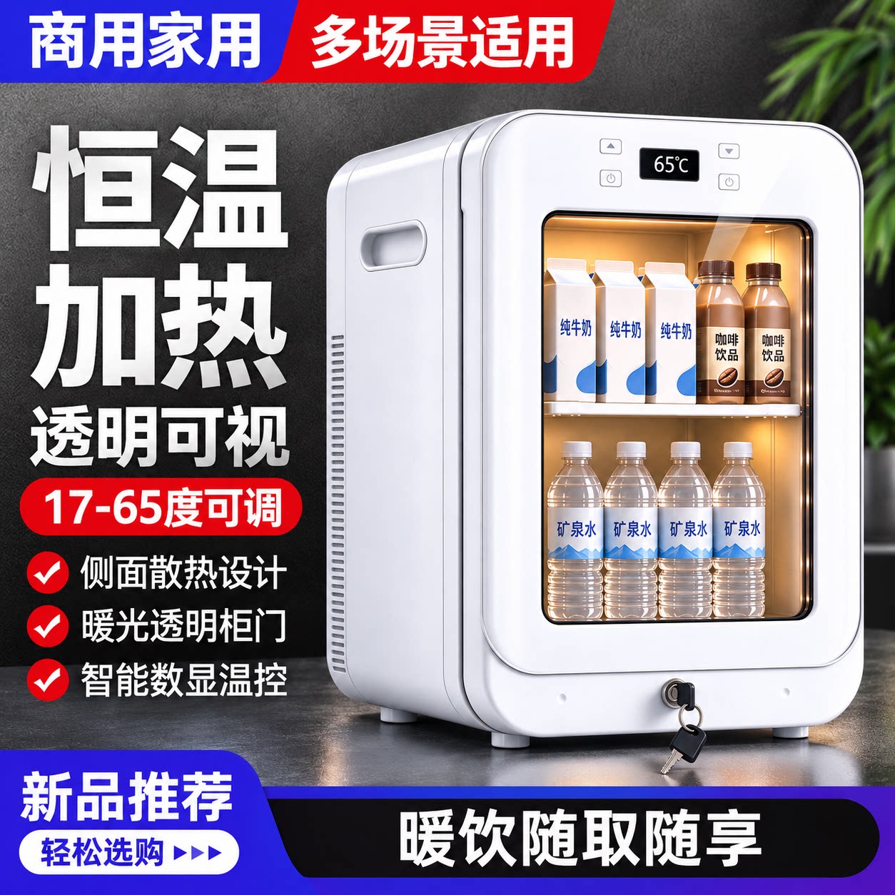 小型加热冰箱家用商用热饮柜饮料牛奶保温柜办公便利店台式展示柜