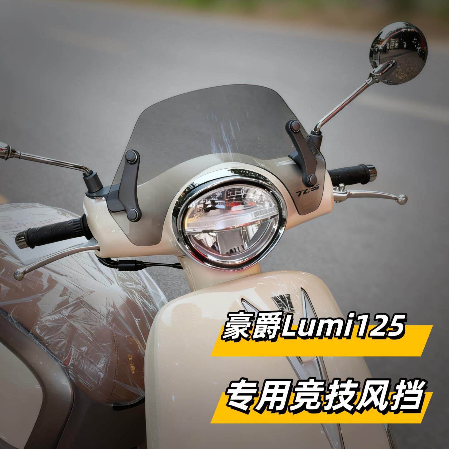 天飞仕适用于豪爵Lumi125专用竞技风挡改装防风挡护胸配件竞技款
