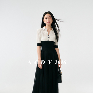 ACDY 【 黑白之间】春季新款时尚百搭翻领针织开衫女5DQMS25878