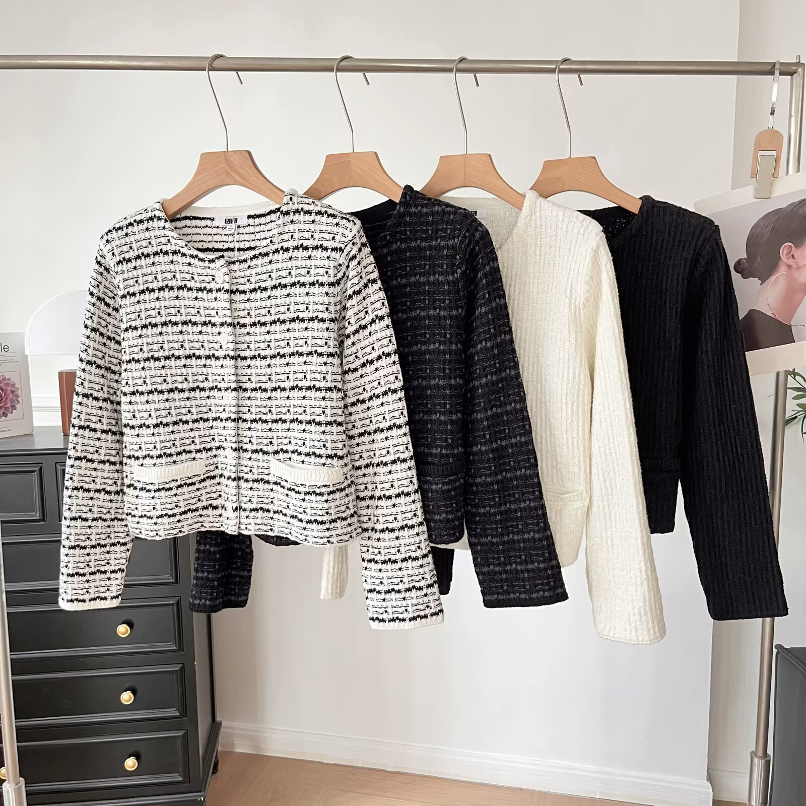 日单2025小香风春夏女装针织短茄克/千金风休闲外套夹克474981