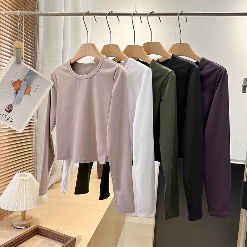 高品质2025新女装高弹力短T恤/长袖运动T恤内搭外穿475335/476168