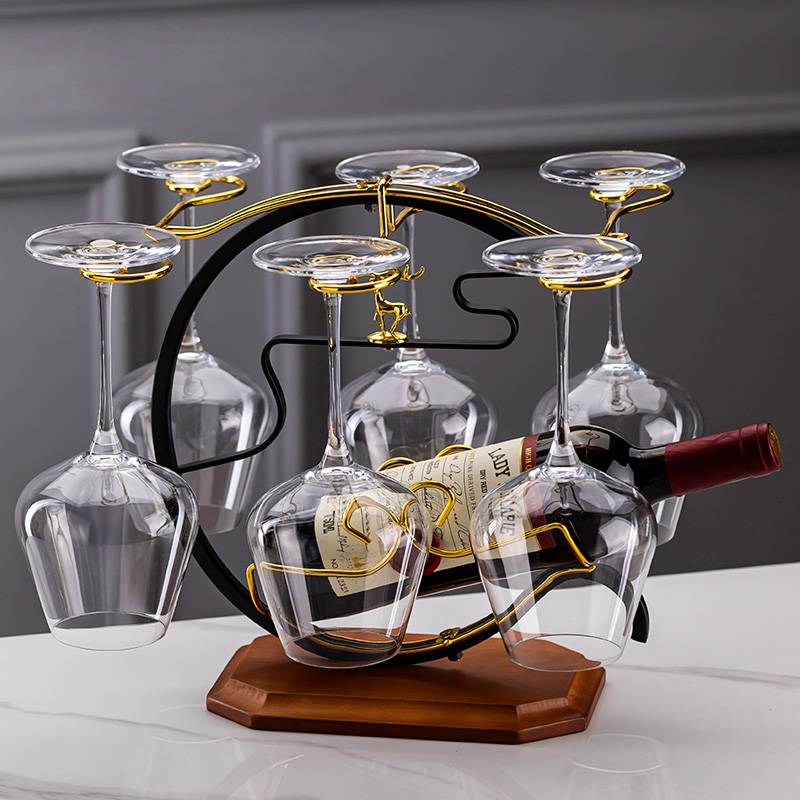 红酒架摆件家用红酒杯套装轻奢葡萄酒杯高脚杯架子倒挂置物架酒柜