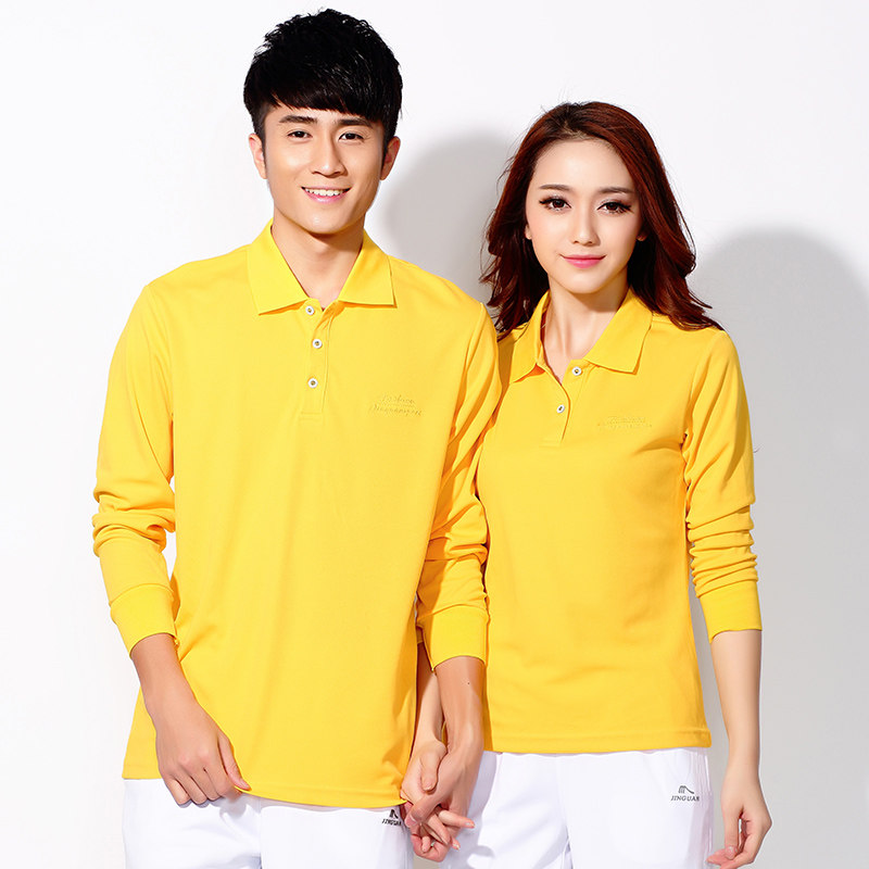 晋冠透气上衣翻领团体演出运动服新款长袖t恤男女大码广场舞速干