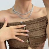 BRNT 高级感麦穗双层项链不锈钢18k金色欧美风简约小众吊坠配饰女