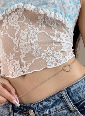 BRNT 欧美简约爱心钛钢腰链女沙滩比基尼度假性感时尚辣妹细链