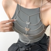 BRNT 复古辣妹性感多层金属蝴蝶身体链腰链女可调节设计胸链配饰