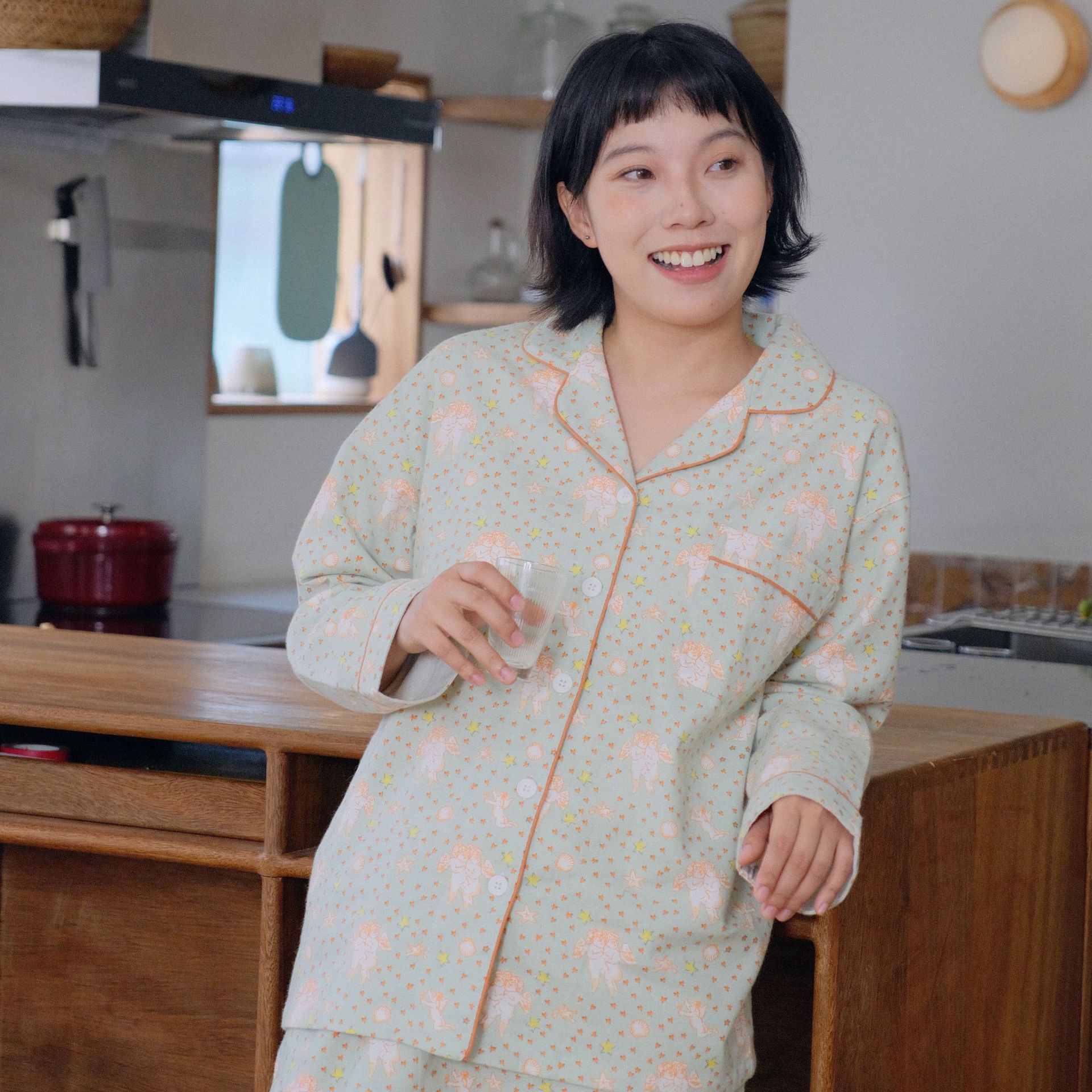 2025新款秋季睡衣女纯棉长袖家居服全棉梭织磨毛绒布简约开衫套装