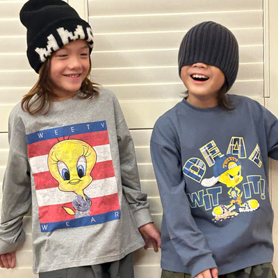 美式复古tweety崔迪卡通印花T恤