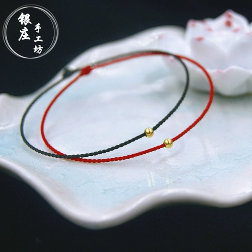 Золотой браслет с одной бусиной ручной работы, браслет из красной нити, оберег на день рождения, браслет на ногу для влюбленных