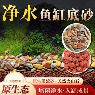 火山石鱼缸造景专用溪流石净水培菌小米鱼缸造景装饰石头子铺底