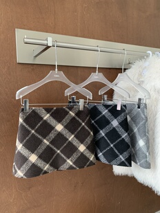 高品质气质加厚双面羊绒格子半身裙显瘦A字裙 韩版 AME2025冬季 新款