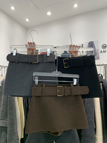 AME2025冬装新韩版高品质加厚羊毛呢配皮带百搭半身裙A字裙包臀裙