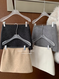 AME2025秋冬韩版 高品质气质加厚双面羊毛半身裙高腰显瘦A字半身裙