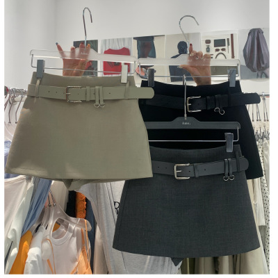 AME2026春夏新款韩版高品质气质显瘦配皮带西装半身裙A字裙包臀裙