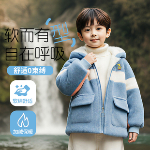 儿童加绒加厚水貂绒外套男童2025新款冬季童装帅气可爱背包龙上衣