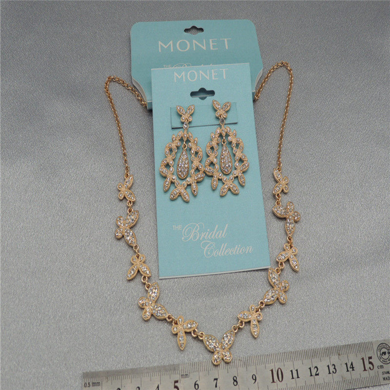 饰品厂家直销精美女神时尚百搭气质镶钻M家打标项链耳钉B11