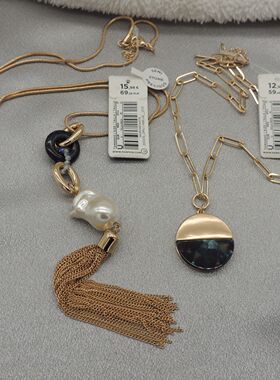 新款青岛欧美时尚百搭气质质感原单贝珠流苏长款简约项链ZA4