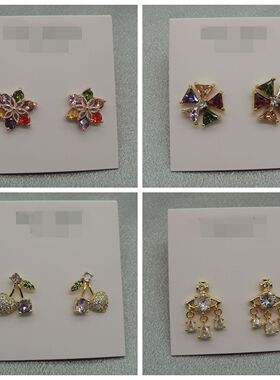 新款青岛欧美时尚百搭气质质感镀真金锆石耳环耳钉Q50