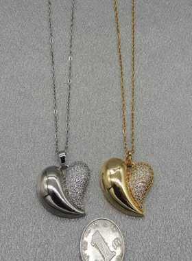 经典潮款项链黄铜锆石抛光牛角