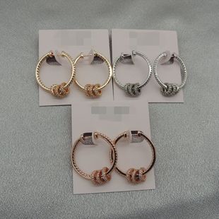 新款青岛欧美时尚百搭气质质感原单镀金铜锆石耳环耳扣Q43